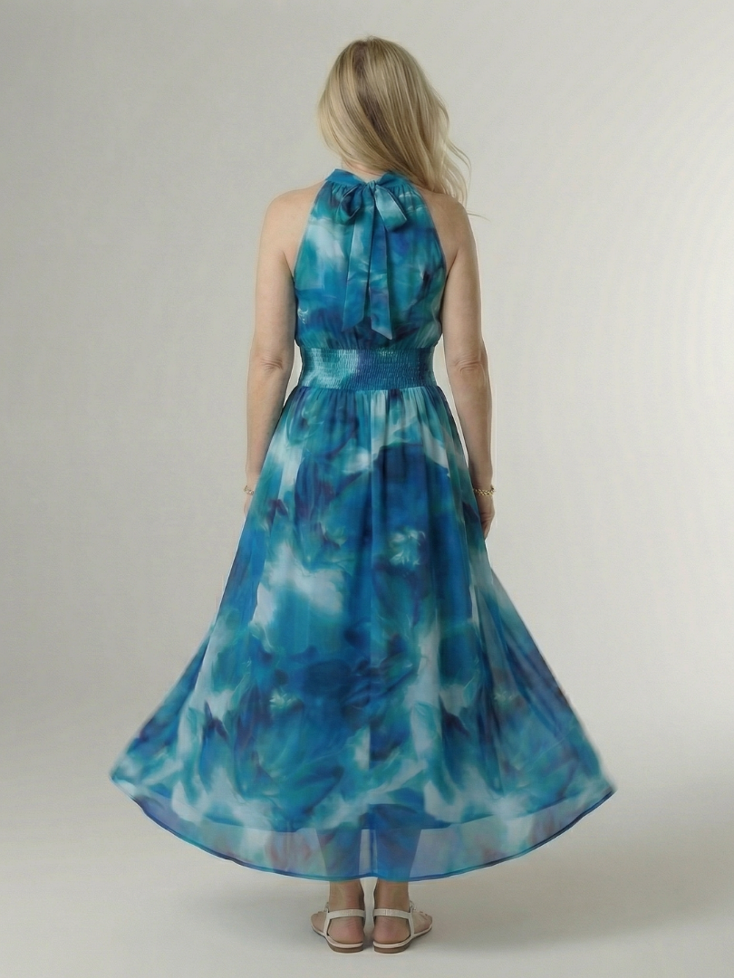 Annabel | Gathered Halter Midi Dress