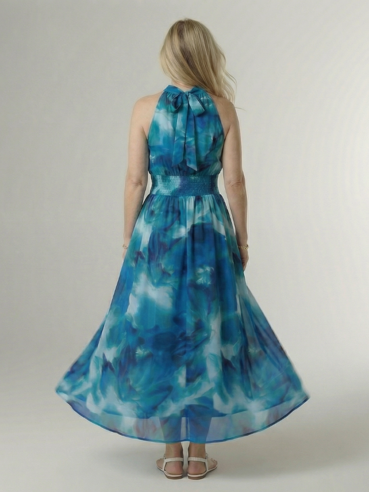 Annabel | Gathered Halter Midi Dress