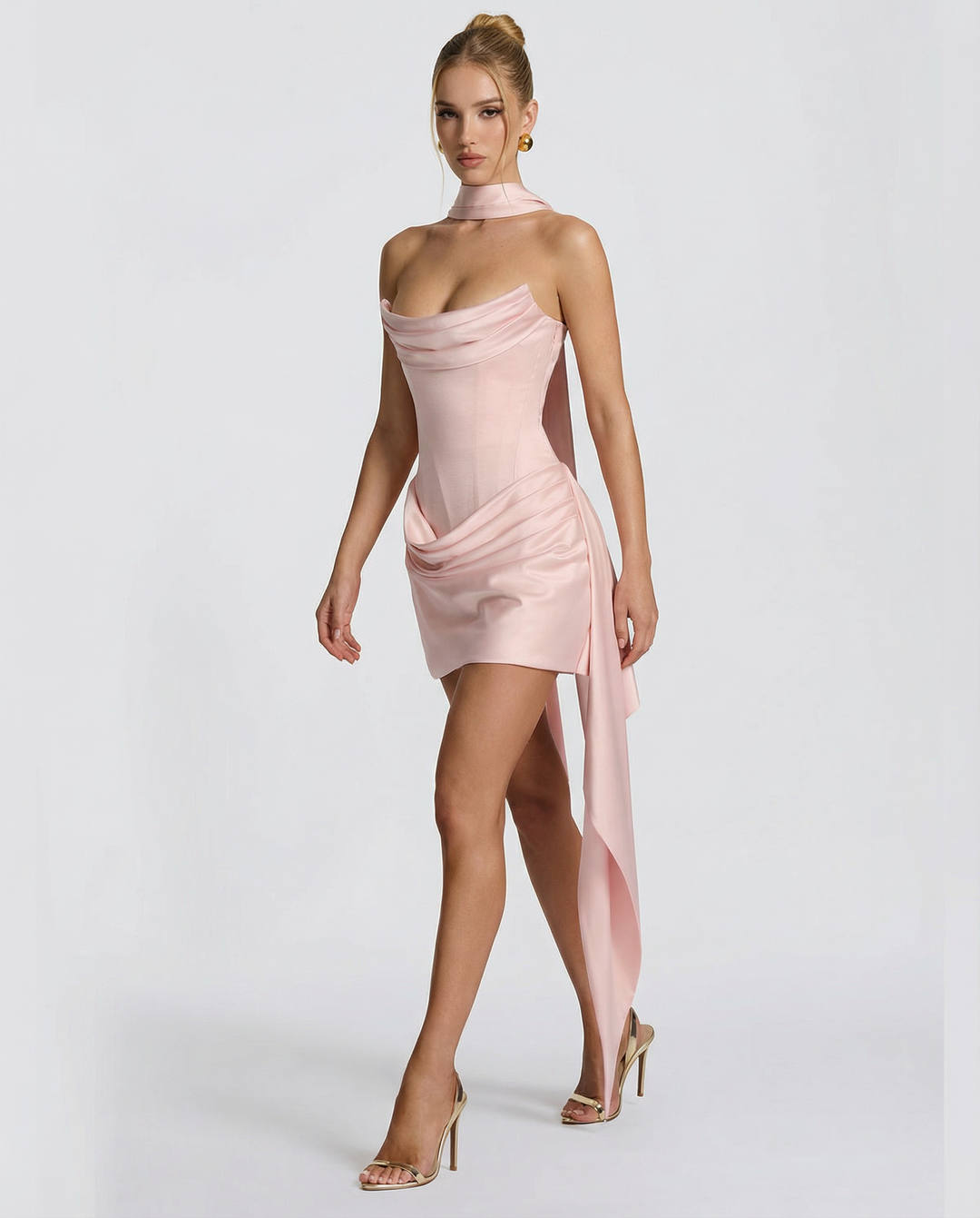 Kathleen | Draped Asymmetric Mini Dress
