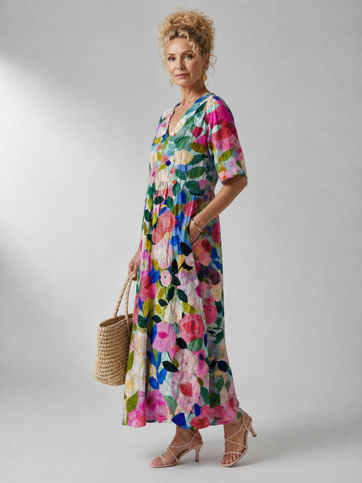 Harriet | Watercolour Floral Dress