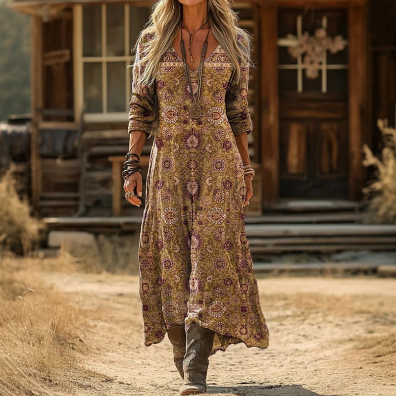 Lara | Plum Medallion Maxi Dress