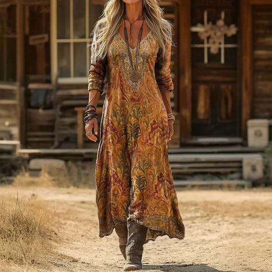 Ainsley | Rust Ornamental Maxi Dress
