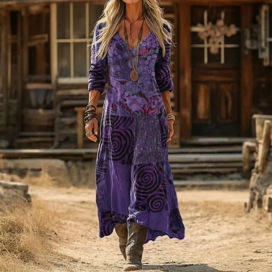 Miranda | Purple Swirl Maxi Dress