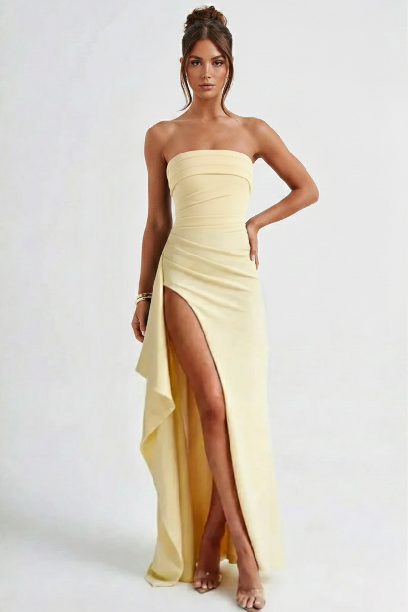 Sarah | Draped Strapless Maxi Dress
