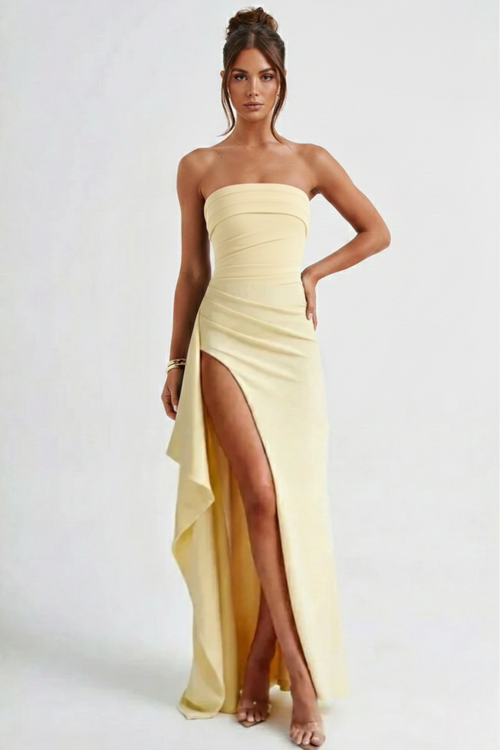 Sarah | Draped Strapless Maxi Dress