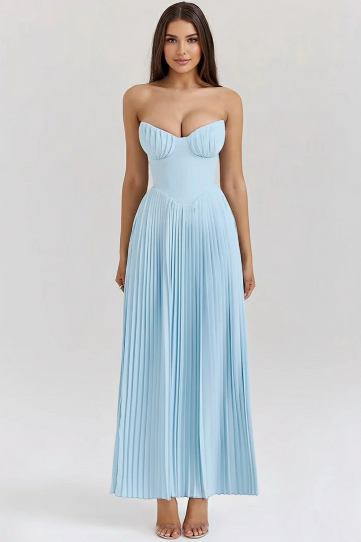 Beverley | Pleated Strapless Maxi Dress