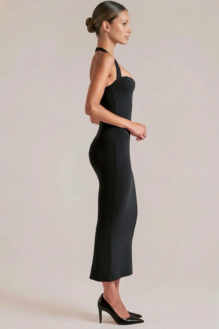 Kylie | Halter Sweetheart-Neck Midi Dress