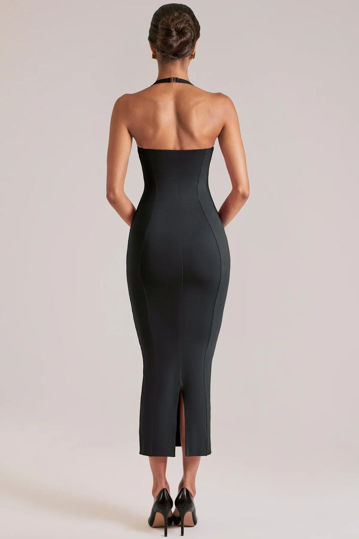 Kylie | Halter Sweetheart-Neck Midi Dress