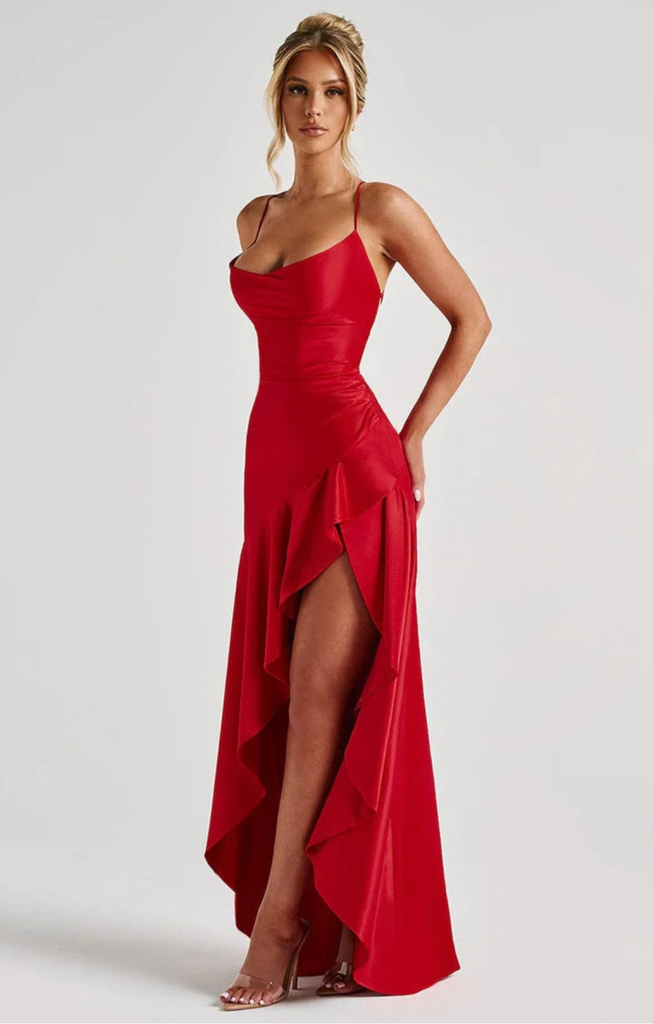 Madeleine | Asymmetric Ruffle Maxi Dress