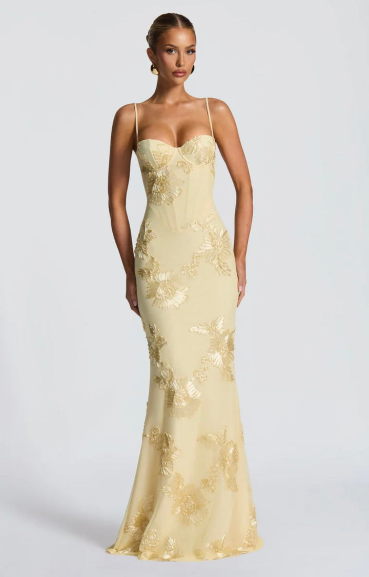 Laura | Floral Structured Maxi Dress