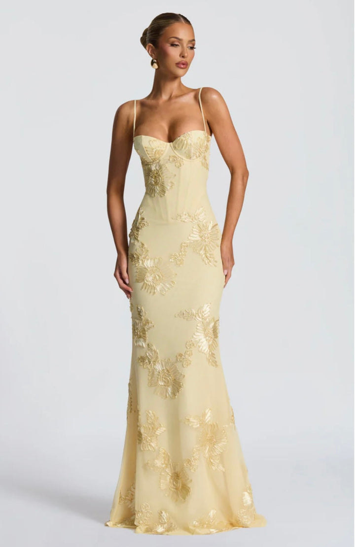 Laura | Floral Structured Maxi Dress