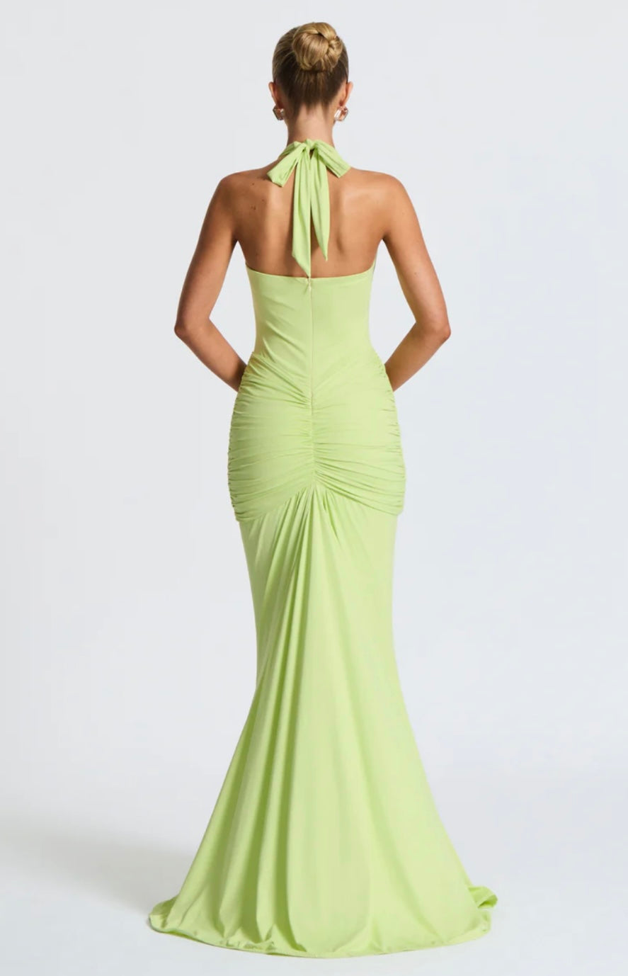 Fiona | Ruched Halter Maxi Dress