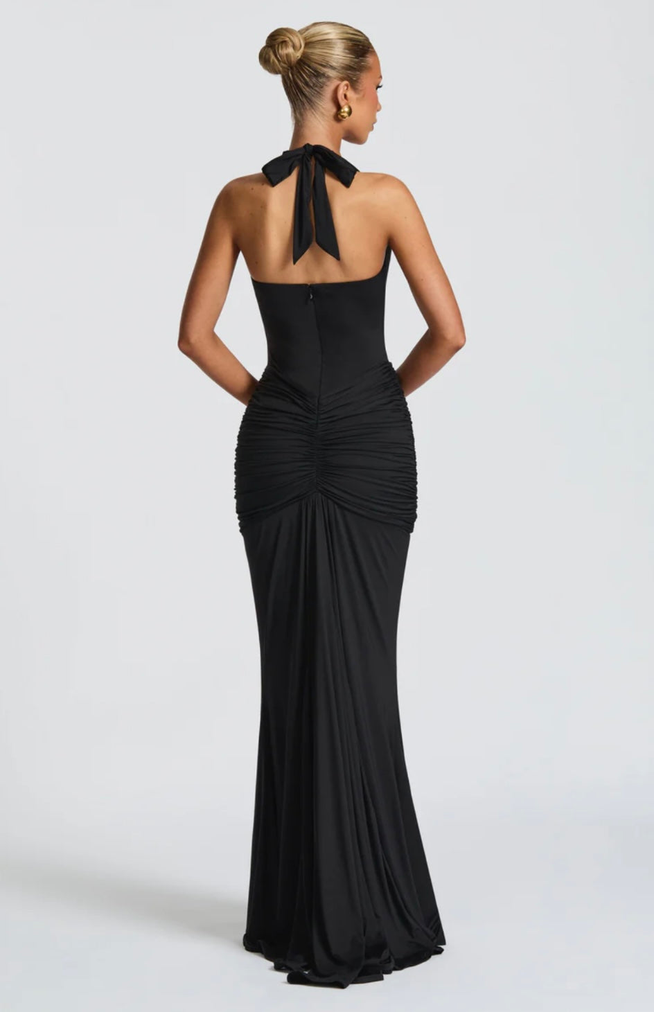Fiona | Ruched Halter Maxi Dress
