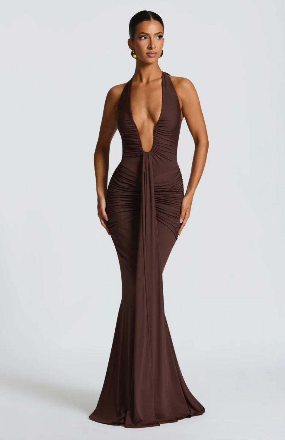 Fiona | Ruched Halter Maxi Dress