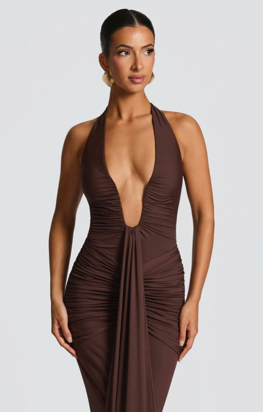 Fiona | Ruched Halter Maxi Dress