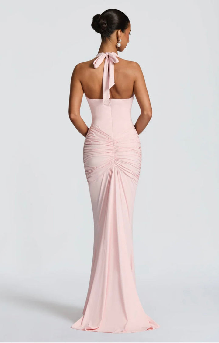 Fiona | Ruched Halter Maxi Dress