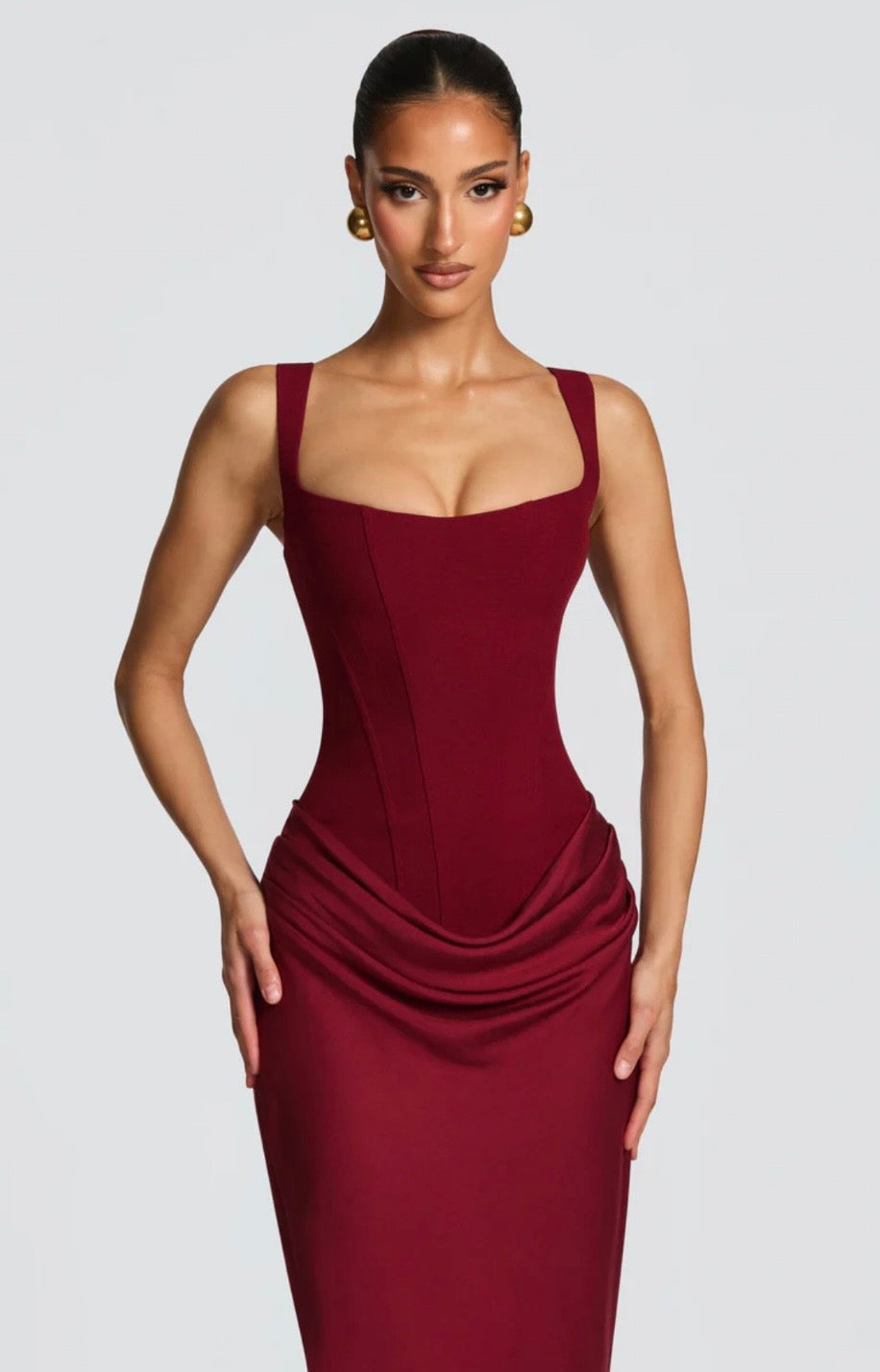 Kate | Square-Neck Sculpted Maxi Dress