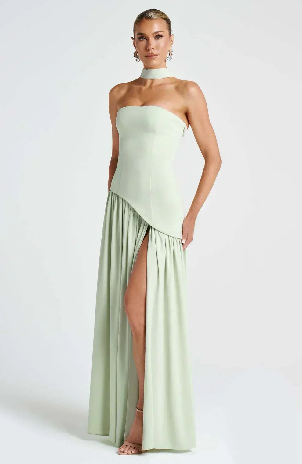 Natalie | Asymmetric Strapless Maxi Dress