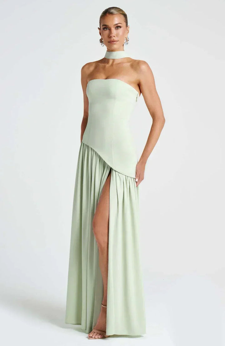 Natalie | Asymmetric Strapless Maxi Dress