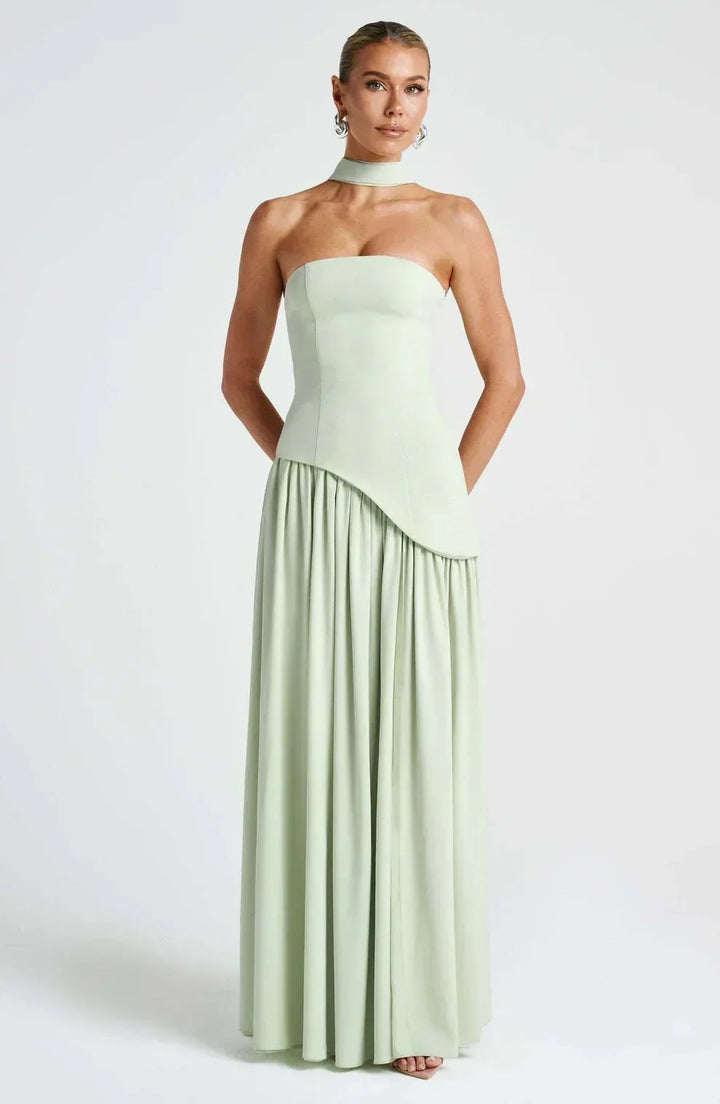 Natalie | Asymmetric Strapless Maxi Dress