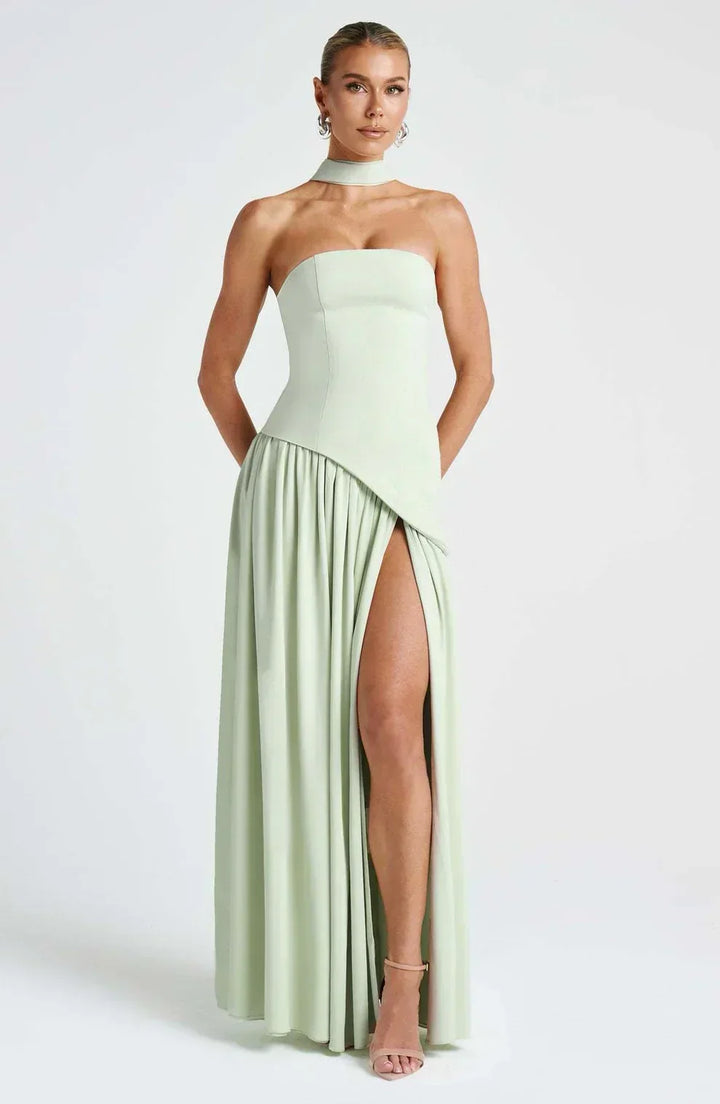 Natalie | Asymmetric Strapless Maxi Dress