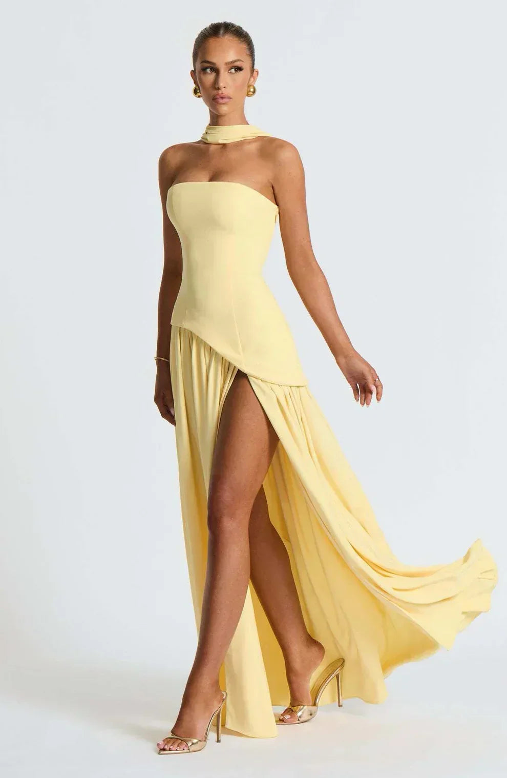 Natalie | Asymmetric Strapless Maxi Dress