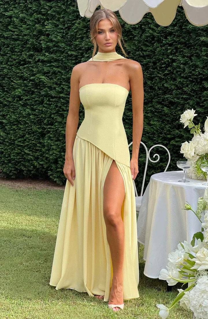 Natalie | Asymmetric Strapless Maxi Dress
