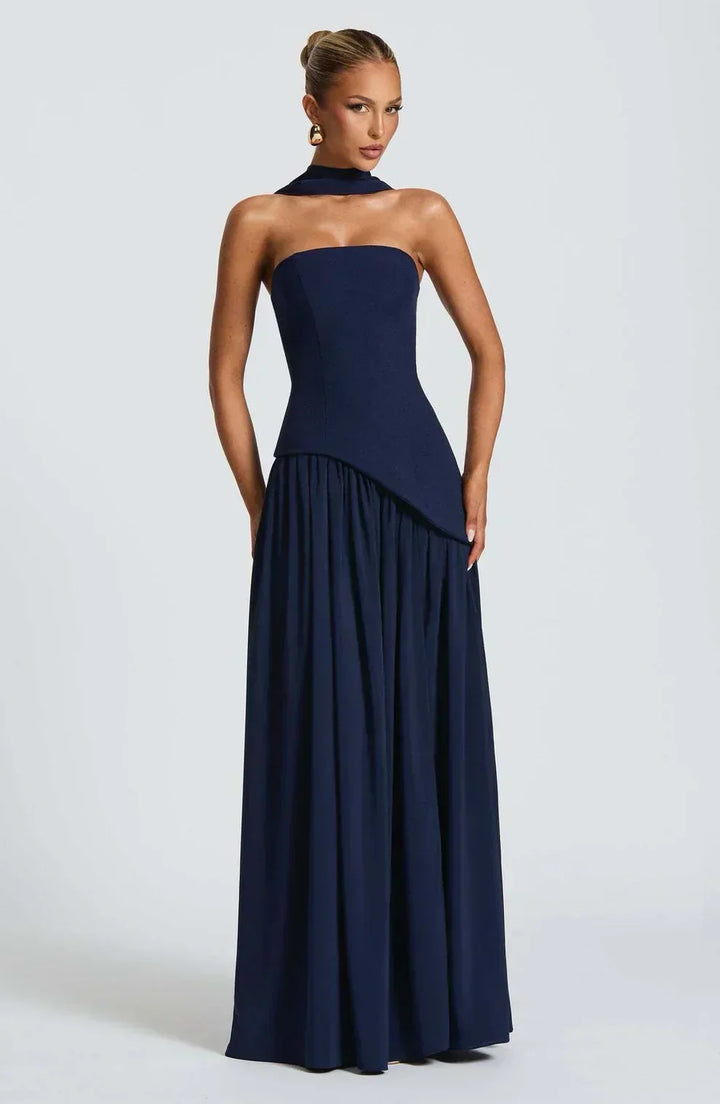 Natalie | Asymmetric Strapless Maxi Dress