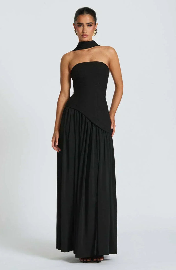 Natalie | Asymmetric Strapless Maxi Dress
