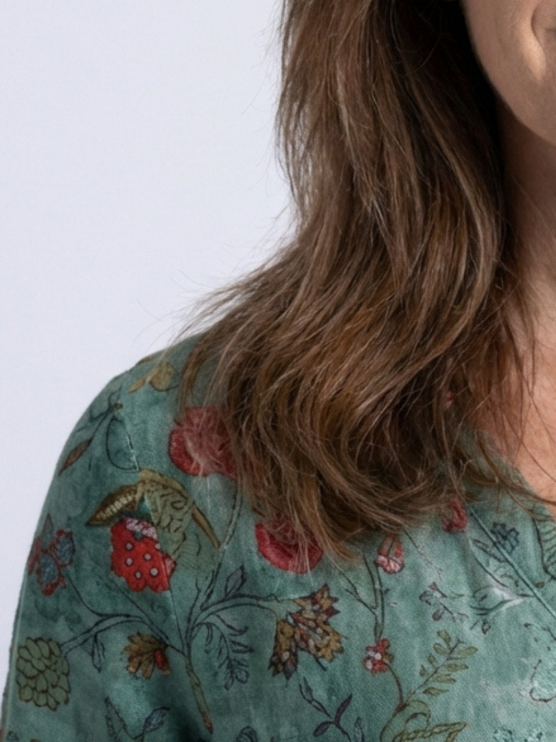 Phoebe | Floral V Neck Three Quarter Sleeve Maxi Dress