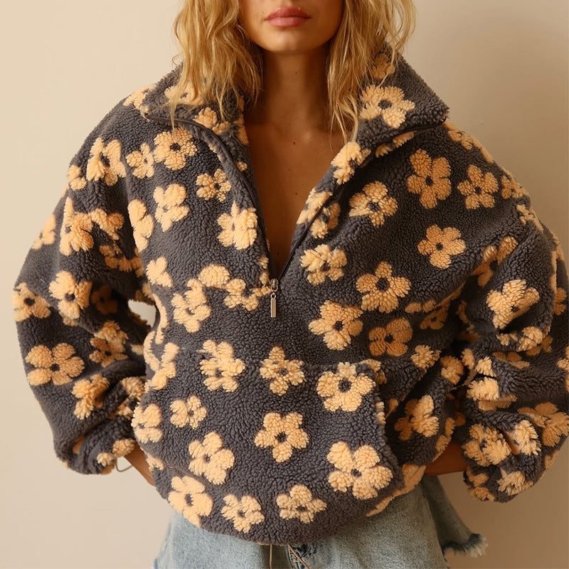 Maribel™ – Cosy Floral Half-Zip Fleece
