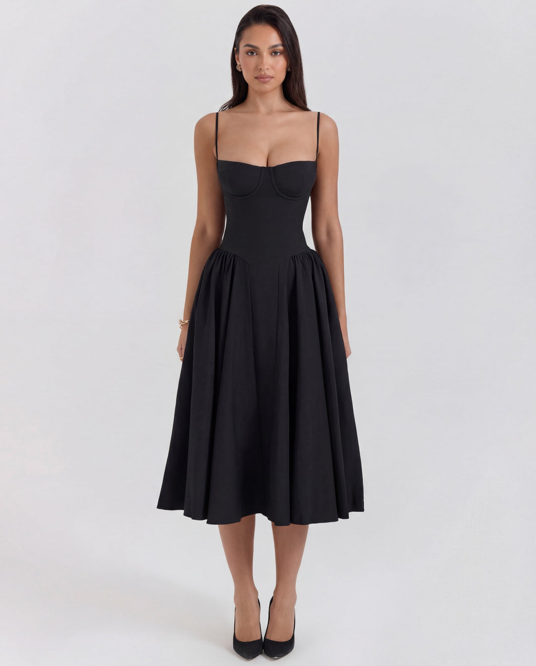 Penelope | Sweetheart-Neck Structured Midi Dress
