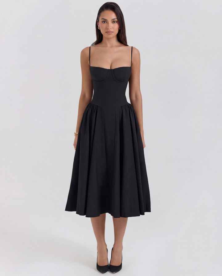 Penelope | Sweetheart-Neck Structured Midi Dress