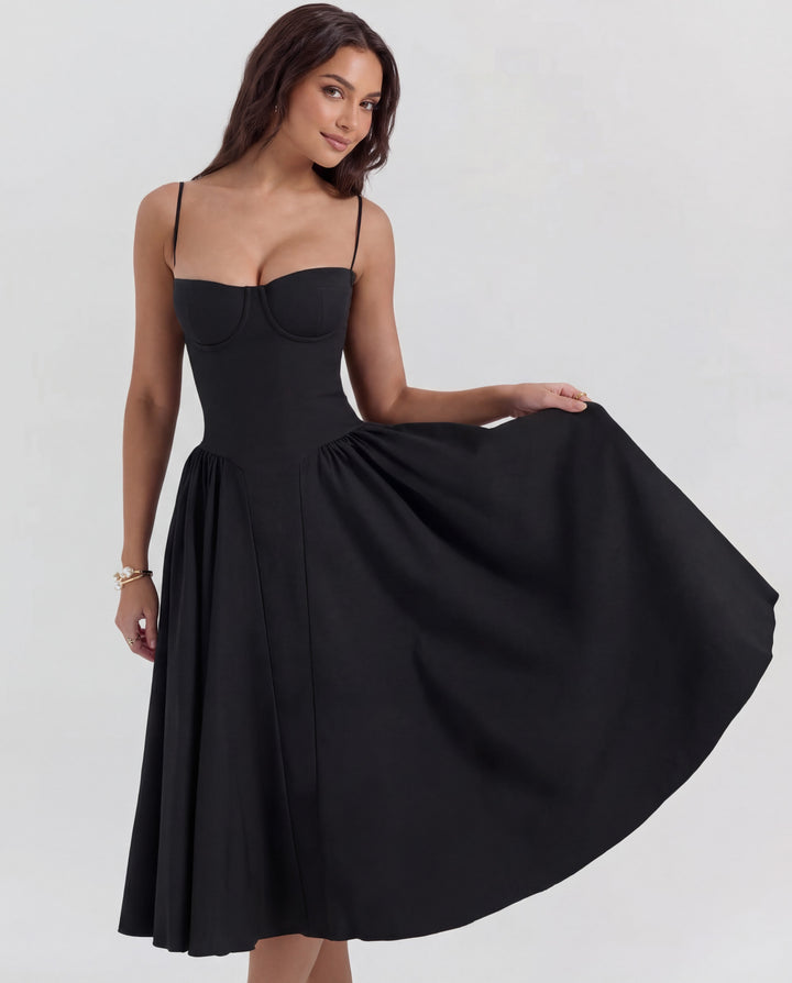 Penelope | Sweetheart-Neck Structured Midi Dress