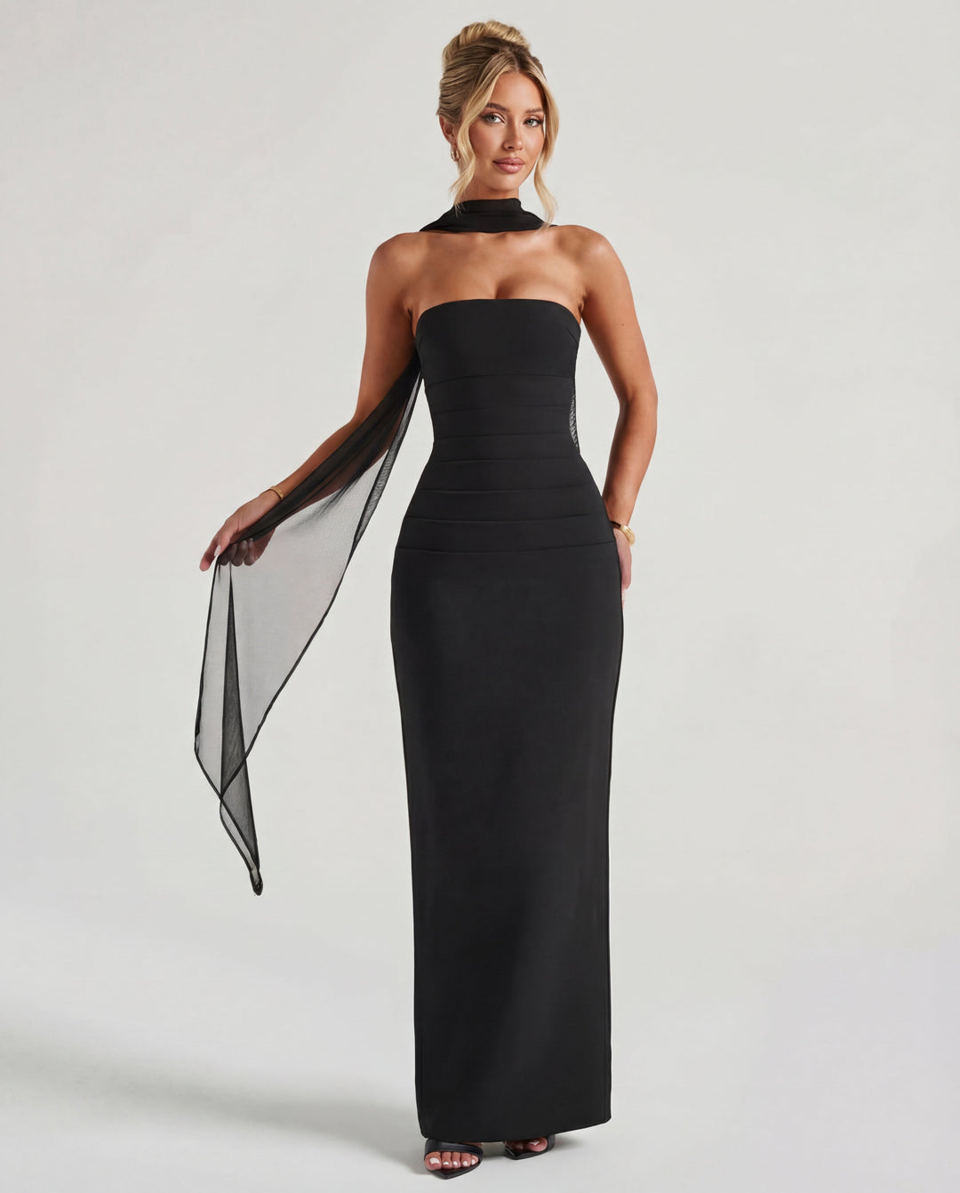 Phoebe | Strapless Sculpted Maxi Dress