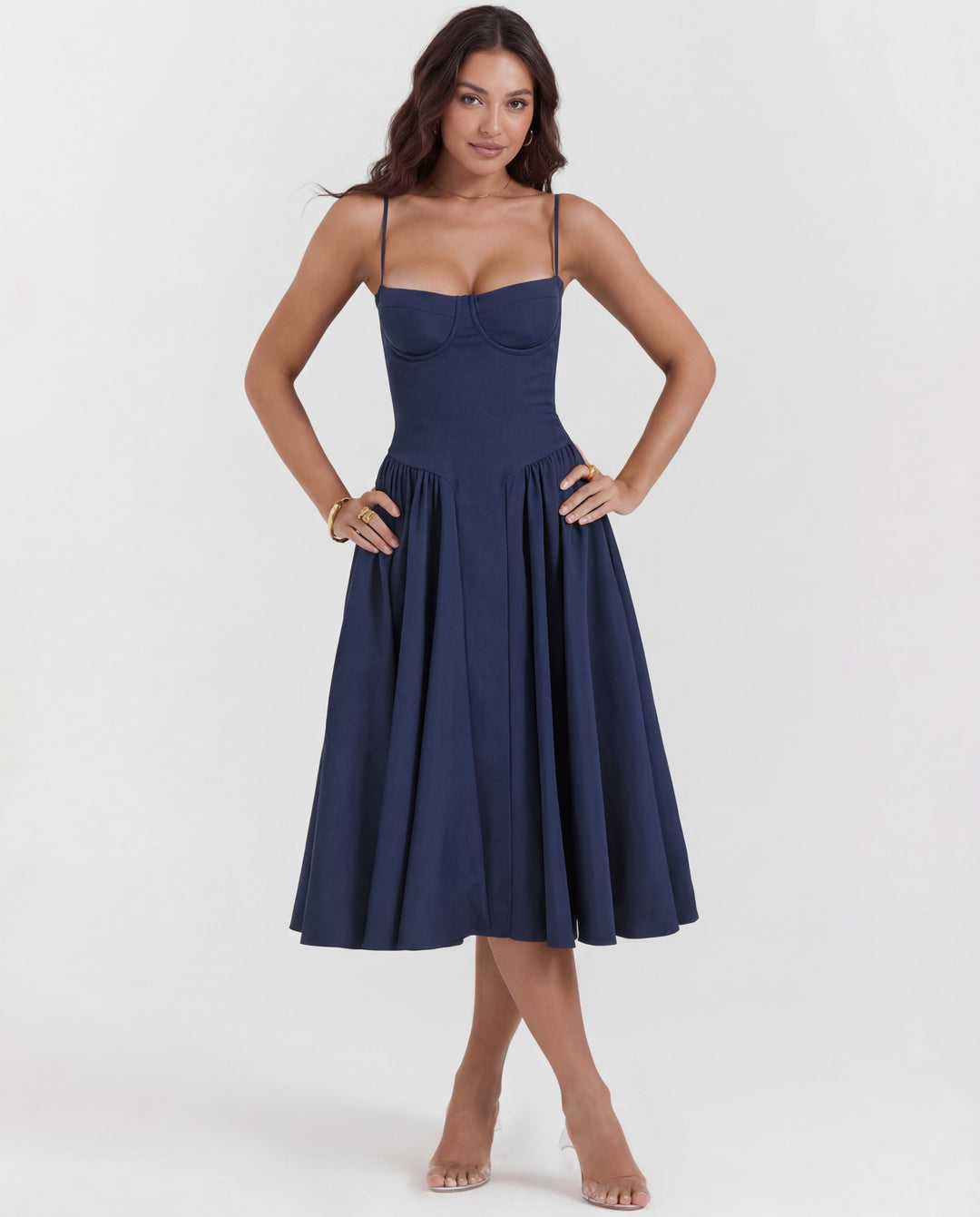 Penelope | Sweetheart-Neck Structured Midi Dress
