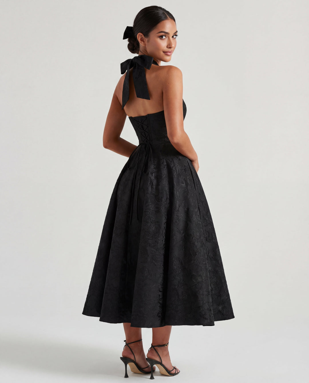 Alexandra | Halter Structured Midi Dress