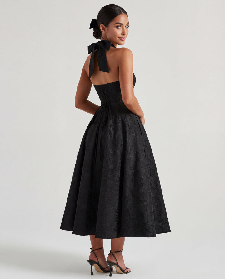 Alexandra | Halter Structured Midi Dress