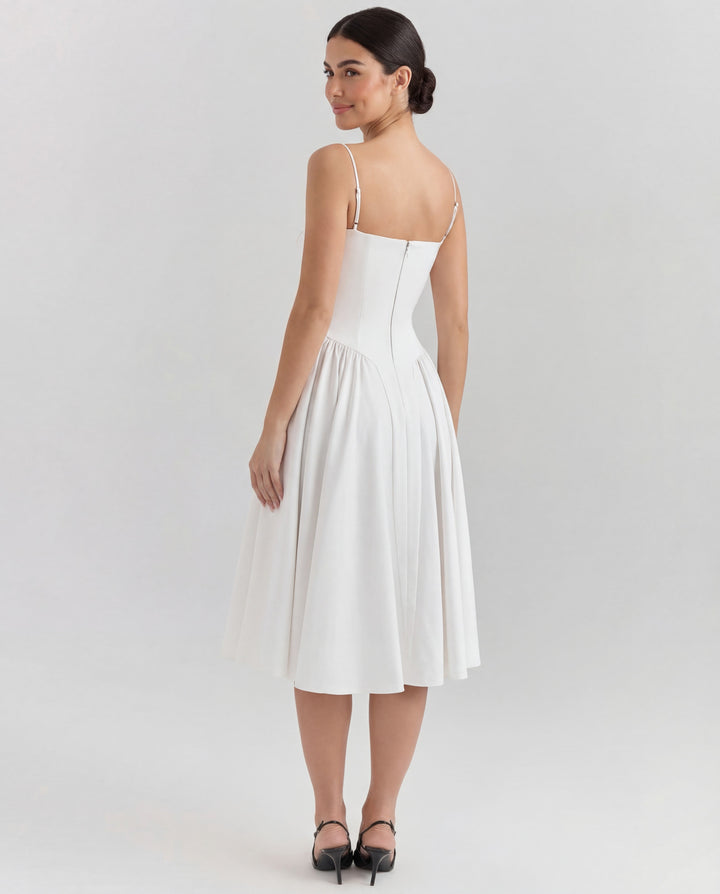 Penelope | Sweetheart-Neck Structured Midi Dress
