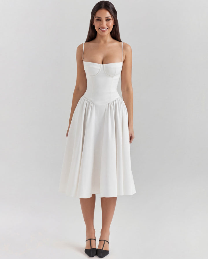 Penelope | Sweetheart-Neck Structured Midi Dress