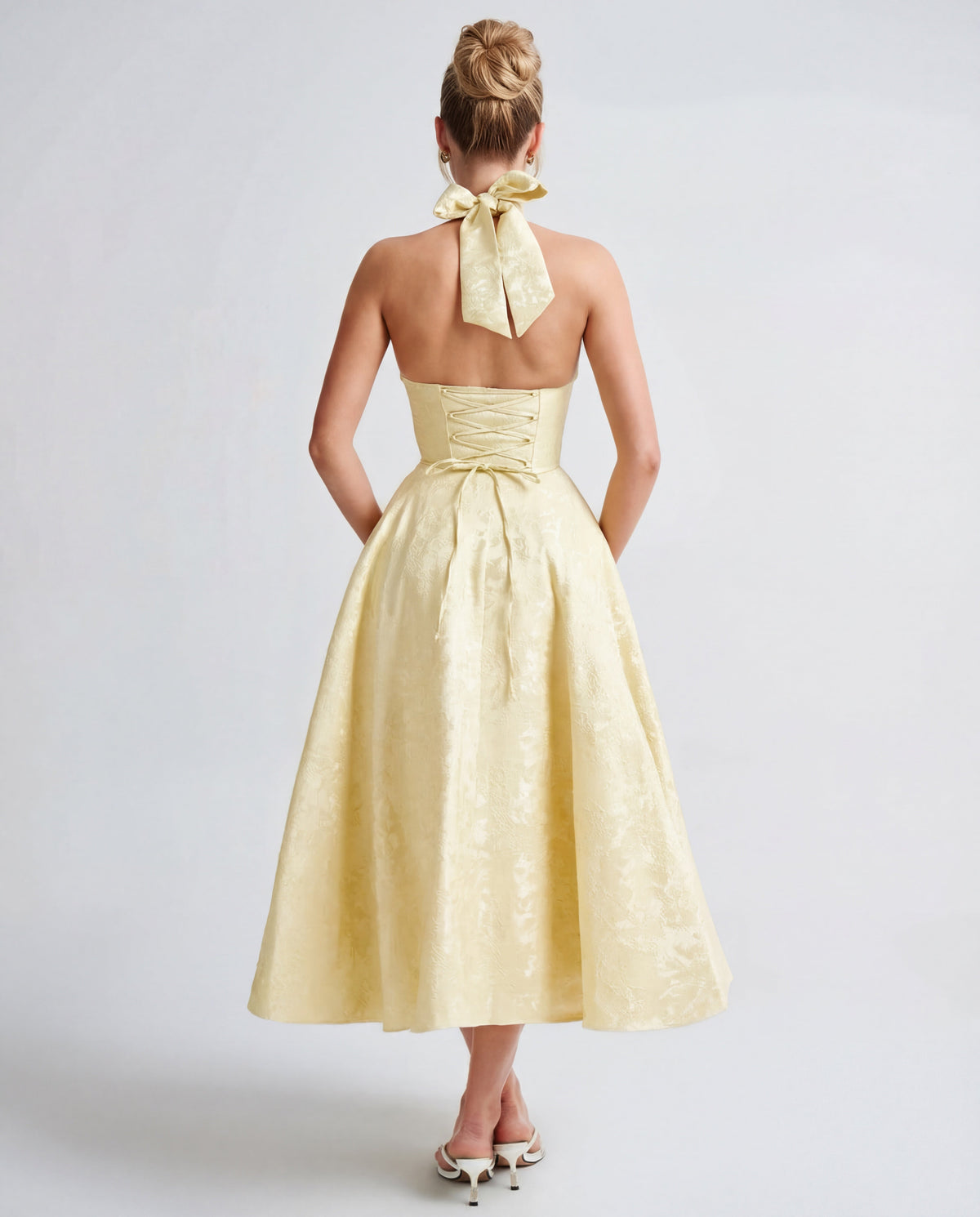 Alexandra | Halter Structured Midi Dress