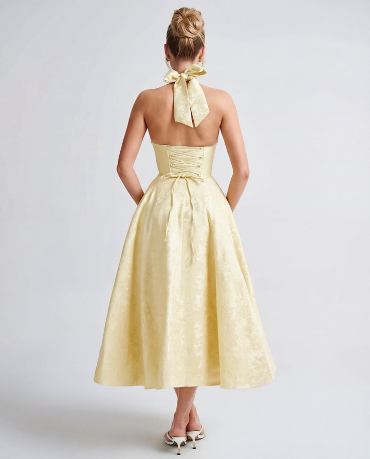 Alexandra | Halter Structured Midi Dress