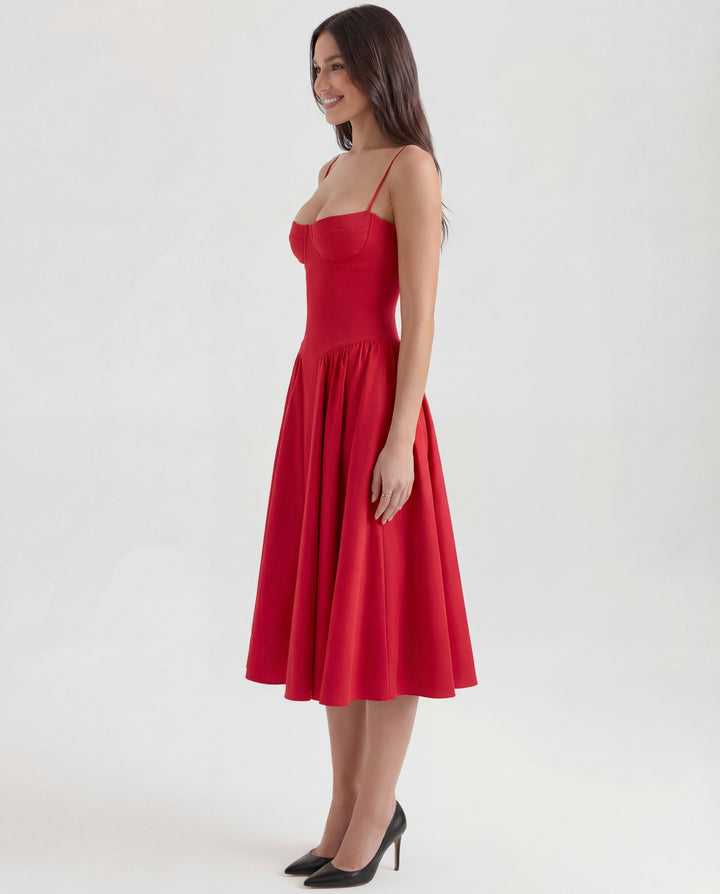Penelope | Sweetheart-Neck Structured Midi Dress