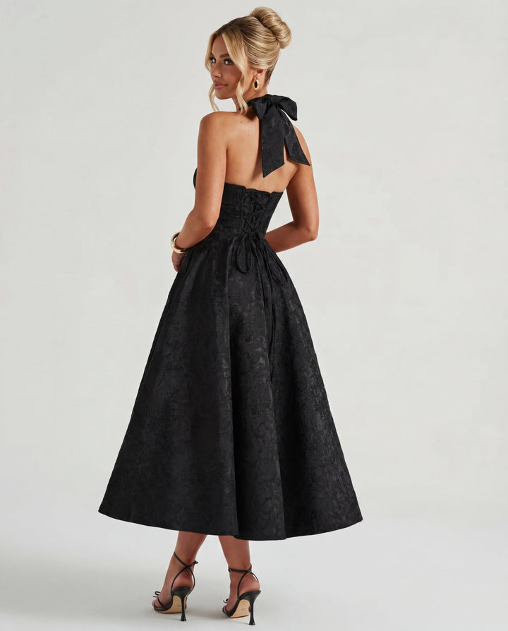 Alexandra | Halter Structured Midi Dress