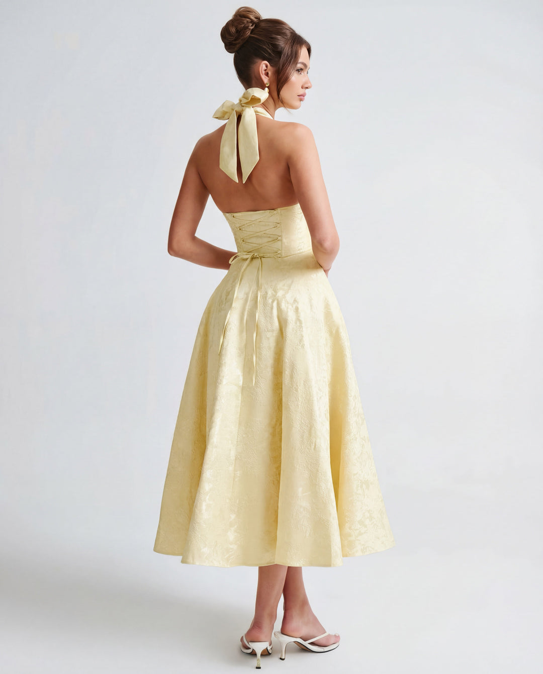Alexandra | Halter Structured Midi Dress