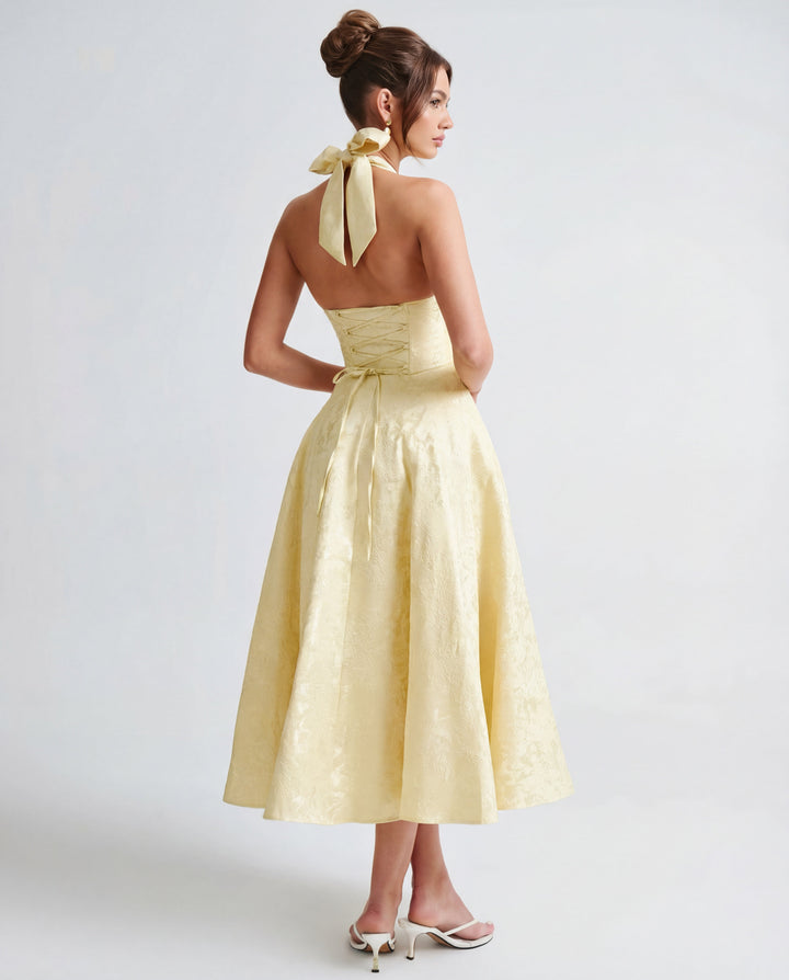 Alexandra | Halter Structured Midi Dress