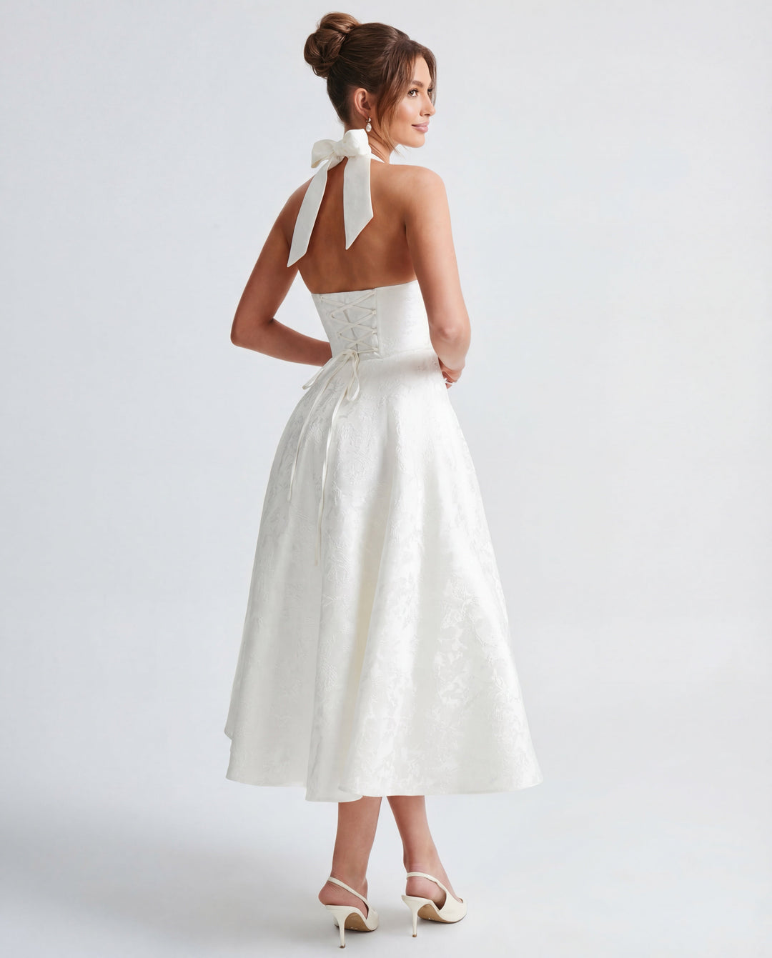 Alexandra | Halter Structured Midi Dress