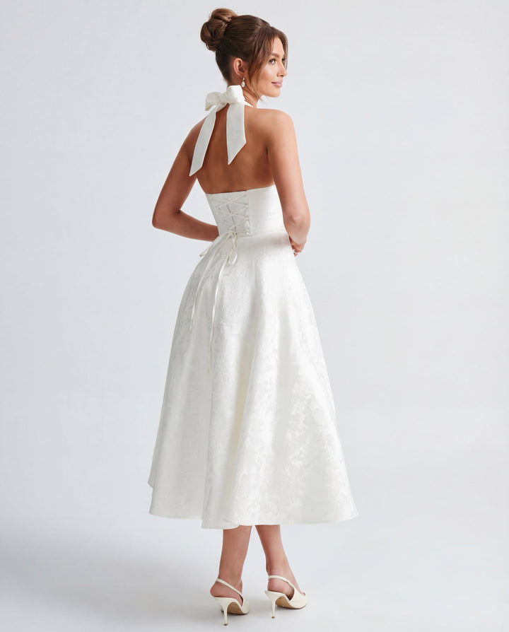Alexandra | Halter Structured Midi Dress