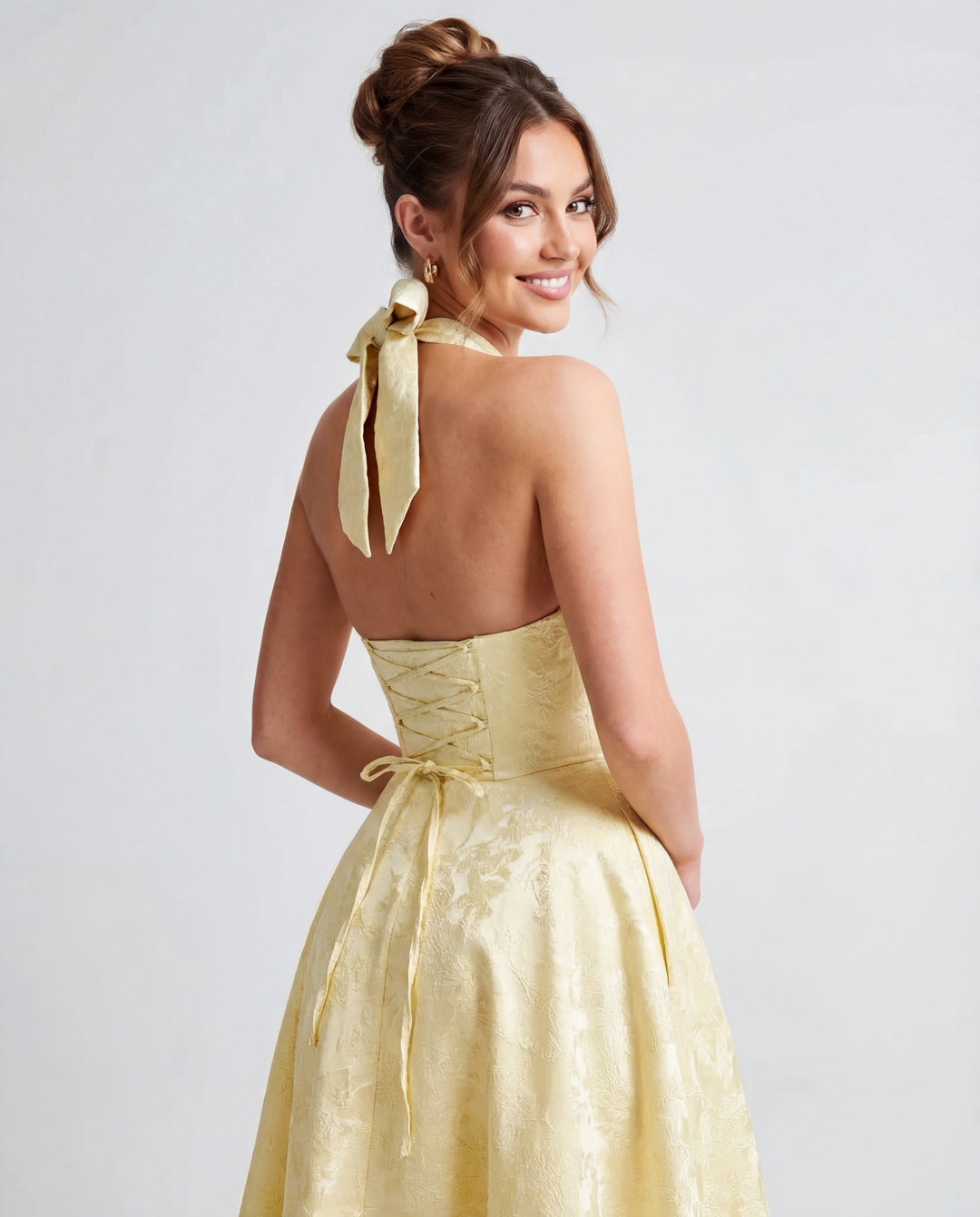 Alexandra | Halter Structured Midi Dress