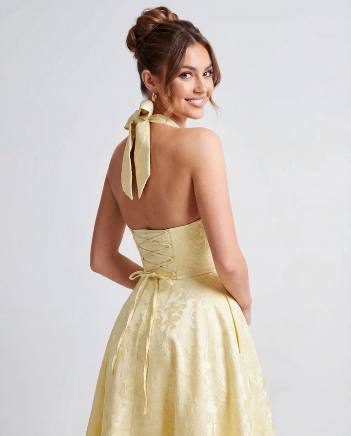 Alexandra | Halter Structured Midi Dress